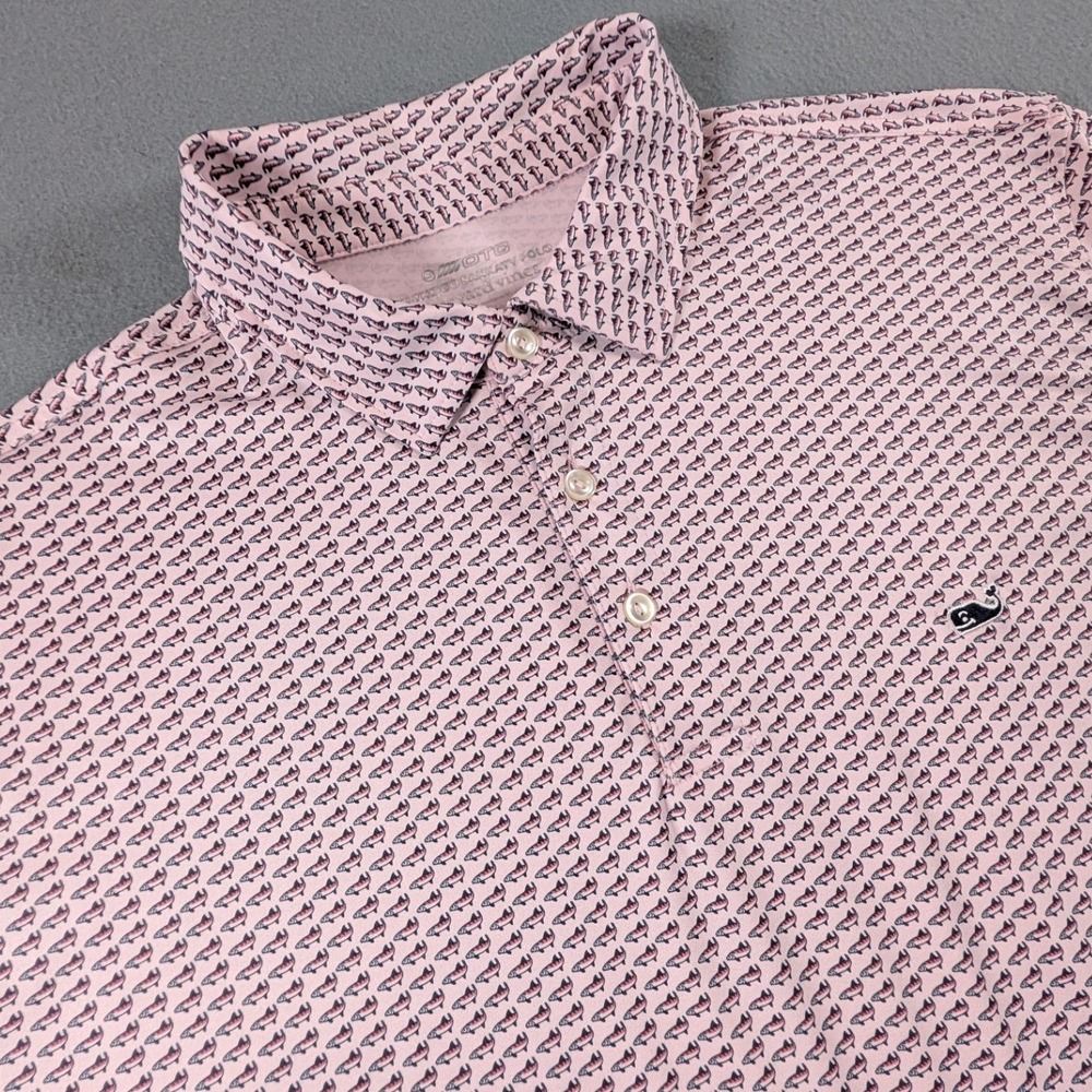 Vineyard Vines OTG Golg Polo Shirt Mens XL  Sankaty Trout Fish Print Performance